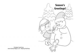 Friendly Snowman Colouring Card