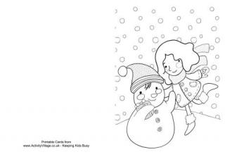 Fun in the Snow Colouring Card