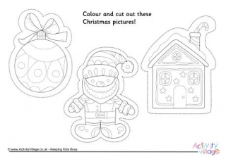 Christmas Colouring Picture Cutouts