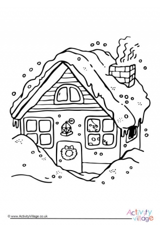 Christmas Cottage Colouring Page