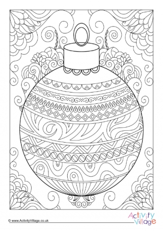 Christmas Decoration Doodle Colouring Page