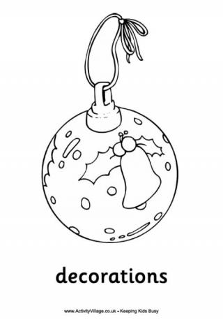 Christmas Decorations Colouring Page