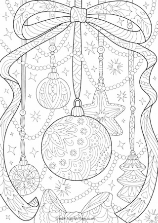 Christmas Decorations Doodle Colouring Page
