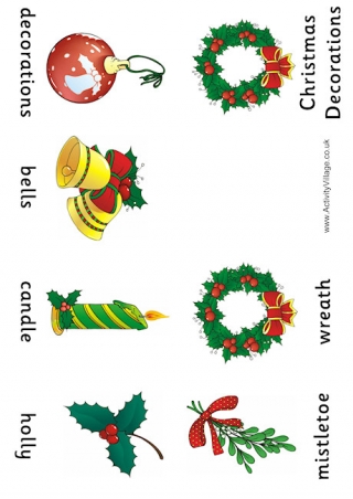 Christmas Decorations Vocabulary Booklet