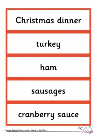 Christmas Dinner Word Cards