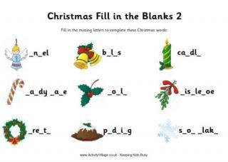 Christmas Fill in the Blanks Worksheets