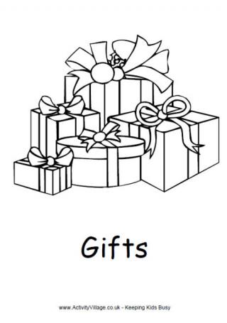 Christmas Gifts Colouring Page