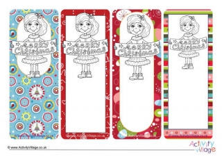 Christmas Girl Colouring Bookmarks