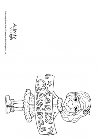 Christmas Girl Colouring Card