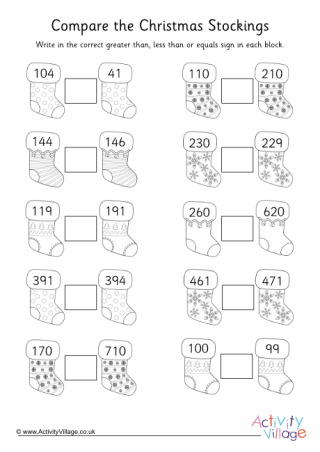 Christmas Greater Than Less Than Worksheet 2