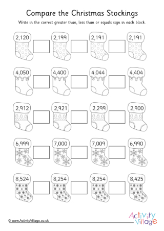 Christmas Greater Than Less Than Worksheet 3