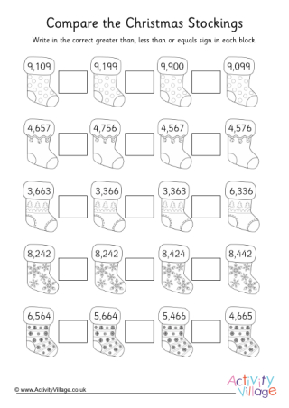 Christmas Greater Than Less Than Worksheet 4