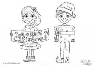 Christmas Kids Colouring Page