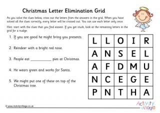 Christmas Letter Elimination Grid