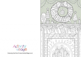 Christmas Mantelpiece Colour Pop Colouring Card