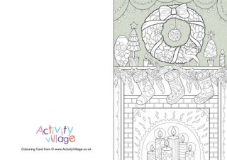 Christmas Mantelpiece Colour Pop Colouring Card