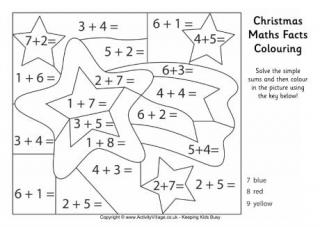 Christmas Maths Facts Colouring Page