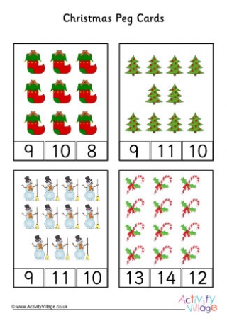 Christmas Number Peg Cards