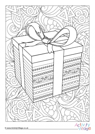 Christmas Present Doodle Colouring Page