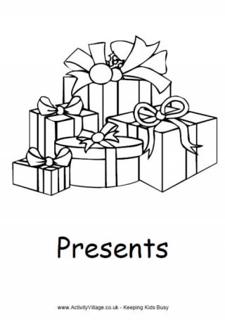 Christmas Presents Colouring Page