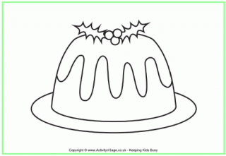 Christmas Pudding Colouring Page