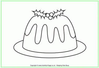 Christmas Pudding Colouring Pages