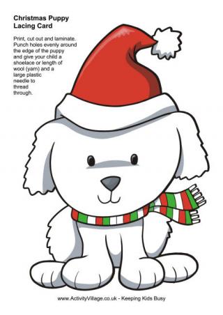 Christmas puppy lacing card