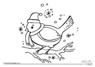 Christmas Robin Colouring Page