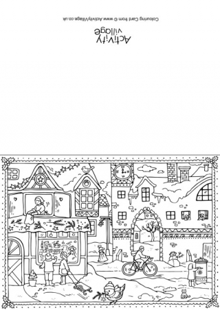 Christmas Scene Colouring Card