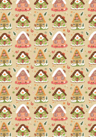 Christmas Scrapbook Paper - Gingerbread Houses