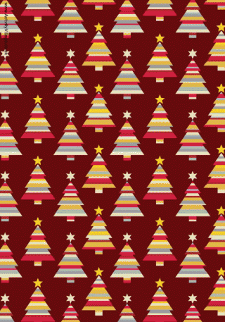 Christmas Scrapbook Paper - Stripy Trees