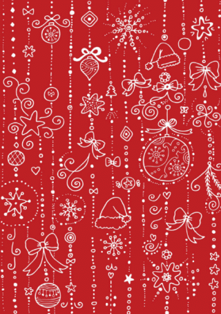 Christmas Scrapbook Paper - White on Red Doodle