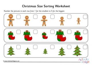 Christmas Size Sorting Worksheet