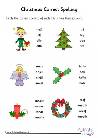 Christmas Spelling Corrections Worksheet