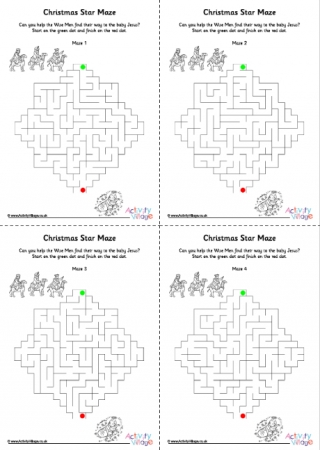 Christmas Star Mazes