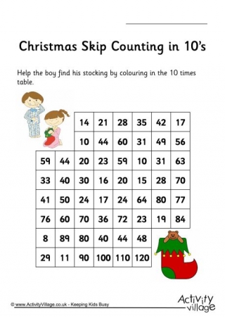 Christmas Stepping Stones - Skip Counting by 10
