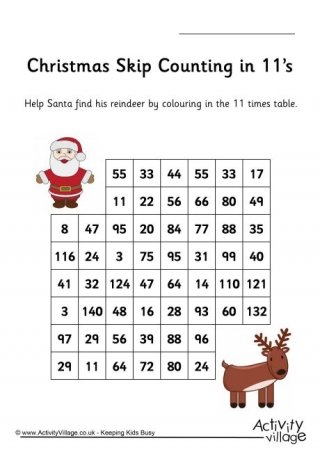 Christmas Stepping Stones - Skip Counting by 11