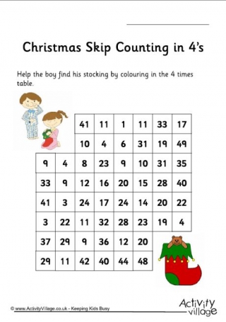 Christmas Stepping Stones - Skip Counting by 4