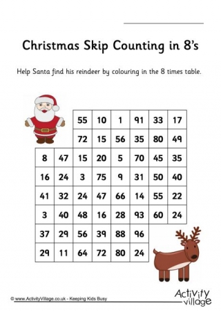 Christmas Stepping Stones - Skip Counting by 8