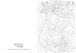 Christmas Stocking Doodle Colouring Card