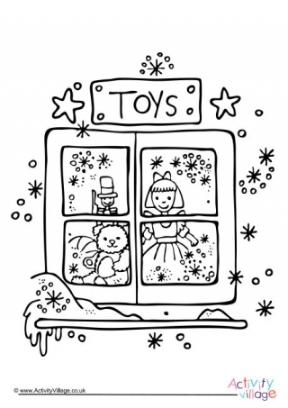 Christmas Toy Shop Colouring Page