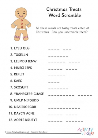 Christmas Treats Word Scramble