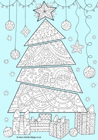 Christmas Tree Colour Pop Colouring Page