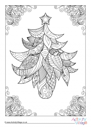 Christmas Tree Doodle Colouring Page 2