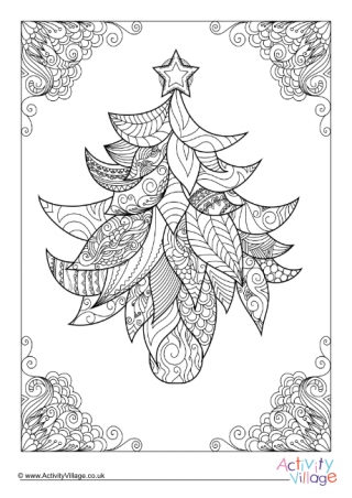Christmas Tree Doodle Colouring Page 2