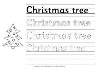 Christmas Tree Handwriting Worksheet