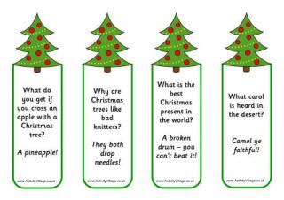 Christmas Tree Jokes Bookmarks 
