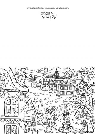 Christmas Village Colouring Card