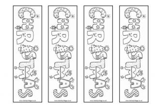 Christmas Word Colouring Bookmarks