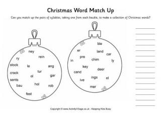 Christmas Word Match Up